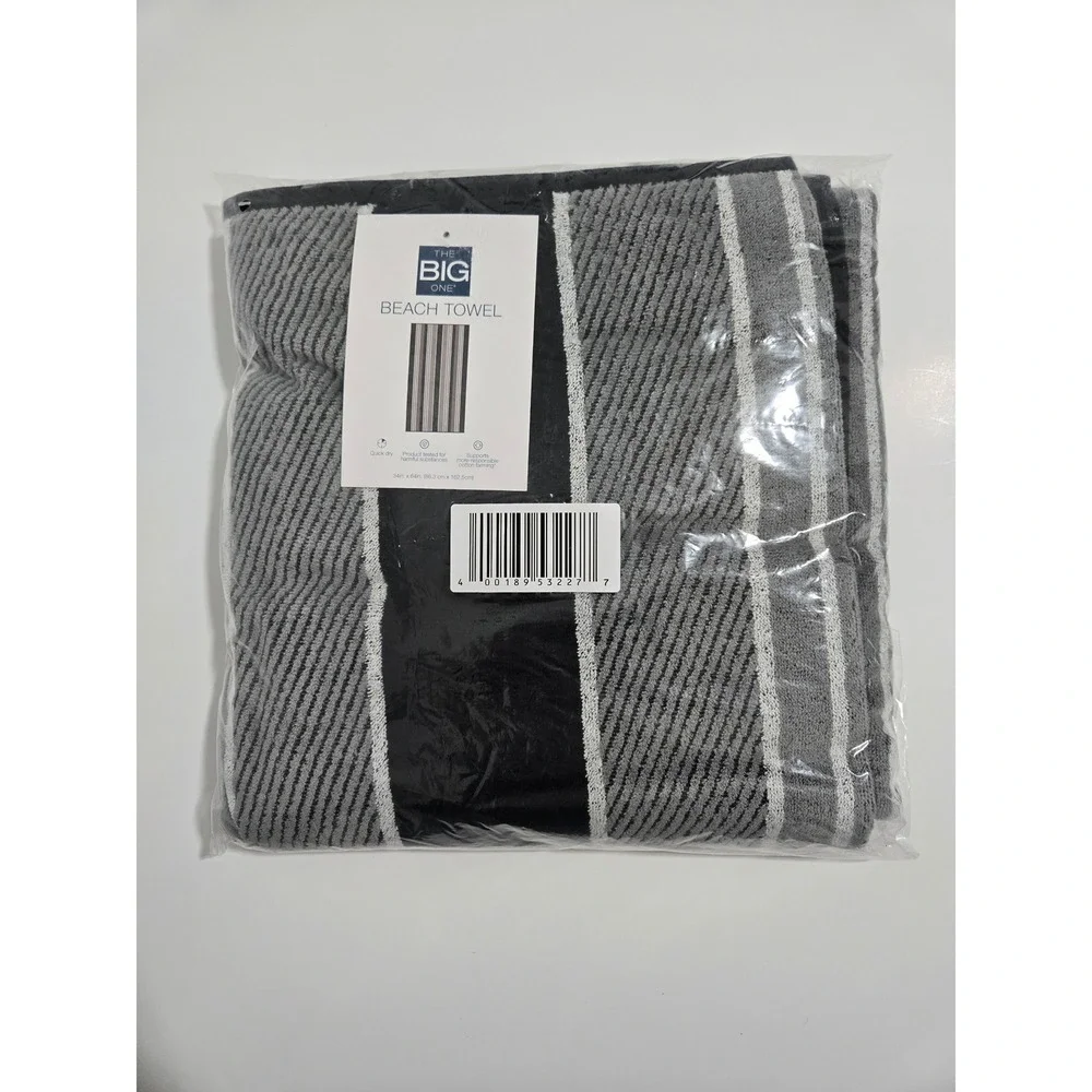 The Big One Textured Black Stripe Beach Towel 34